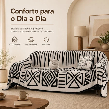 Manta de Luxo Estampa Geométrica Super Macia - Entrega Grátis