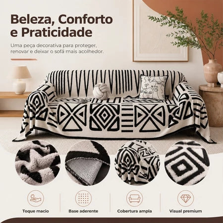 Manta de Luxo Estampa Geométrica Super Macia - Entrega Grátis