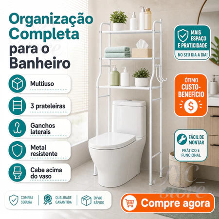 PratFlex - Prateleira Organizadora Multifuncional Com 3 Andares Para Banheiro - Entrega Grátis