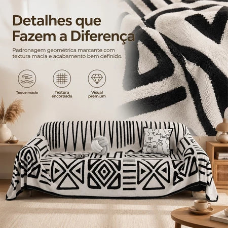 Manta de Luxo Estampa Geométrica Super Macia - Entrega Grátis