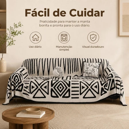 Manta de Luxo Estampa Geométrica Super Macia - Entrega Grátis