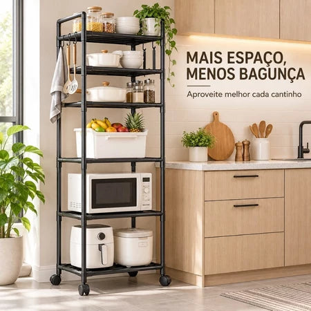PratLine - Estante Organizadora Metálica Com 6 Prateleiras de Cozinha - Entrega Grátis
