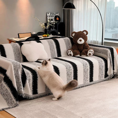 Mantas Para Sofá de Luxo Estampas Lindas Em Chenille Antiderrapantes e Anti Arranhões de Gatos - Entrega Grátis