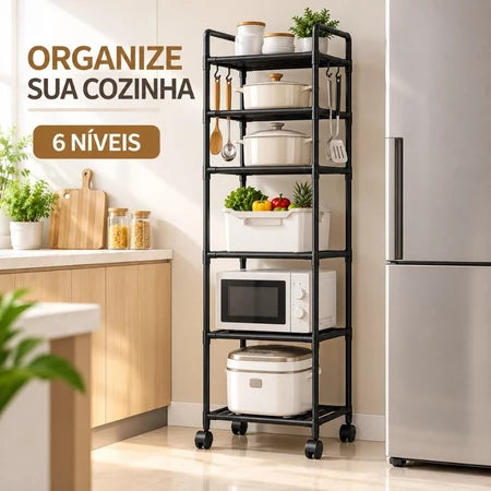 PratLine - Estante Organizadora Metálica Com 6 Prateleiras de Cozinha - Entrega Grátis