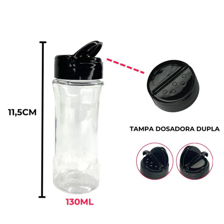 Kit Potes Tempero e Condimentos 100ml Com Tampa Dosadora + Caneta e Etiquetas Brinde  - Entrega Grátis