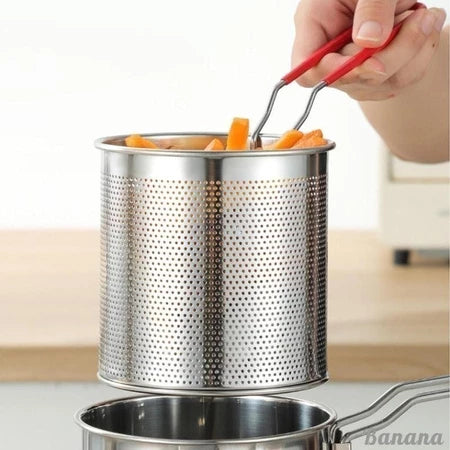 InoxFry - Fritadeira Profunda de Aço Inoxidável 1300ml Com Cesto de Fritura e Pinças Para Alimentos - Entrega Grátis