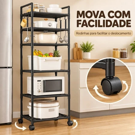 PratLine - Estante Organizadora Metálica Com 6 Prateleiras de Cozinha - Entrega Grátis