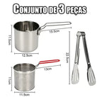 InoxFry - Fritadeira Profunda de Aço Inoxidável 1300ml Com Cesto de Fritura e Pinças Para Alimentos - Entrega Grátis