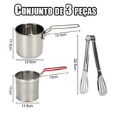 InoxFry - Fritadeira Profunda de Aço Inoxidável 1300ml Com Cesto de Fritura e Pinças Para Alimentos - Entrega Grátis