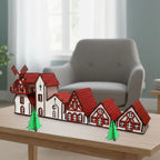 Kit Vila Natalina 7 Peças em Madeira Para Decoração Lindas e Ricas em Detalhes - Entrega Grátis