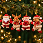 Kit Enfeites de Natal de Pelúcia Para Árvore com Papai Noel, Rena, Boneco de Neve e Urso - Entrega Grátis